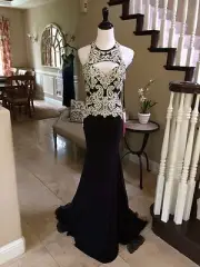 $398 NWT BLACK MORI LEE PAPARAZZI PROM/PAGEANT/FORMAL DRESS/GOWN #97067 SIZE 2 4