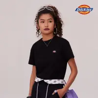 在飛比找momo購物網優惠-【Dickies】女款黑色純棉短版Logo小織標短袖T恤｜D