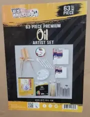 **63pc Artist Oil Painting Set, Sketch Easel, 24 Paint Colors, Brushes, Art Canv