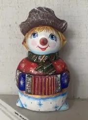 Wooden Snowmen. 6.5” Handcrafted & Signed by the Artist