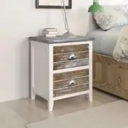Nightstand 2 pcs with 2 Drawers Brown and White