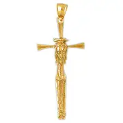 14K Gold Head of Jesus Cross Pendant