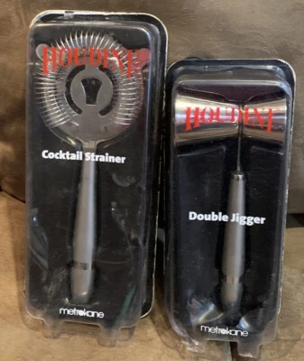 HOUDINI DOUBLE JIGGER & COCKTAIL STRAINER SET METROKANE