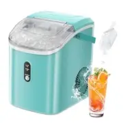 Portable Ice Maker Countertop with Handle/Indicator Lamps, 7 Mins GREEN ROUND