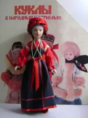 Handcrafted porcelain doll - in a summer suit from the Tula province N26