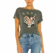 NWT Women Wildfox Easy Tiger Keke Tee Soft Cotton Grey Small