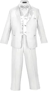 Avery Hill Boy's Formal 5 Piece Tuxedo Suit Dresswear Set, White, 10