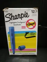 SHARPIE Tank Highlighters, Chisel Tip, Fluorescent 12 Count (Pack of 1), Blue