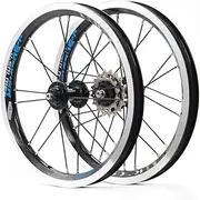 14inch Folding Bike Wheelset BMX Front Rear Wheel Sealed Bearing Hub with 9T 13T 17T Flywheel V/C Brake External 3 Speed (Color : Black-Blue, Size : 14inch)