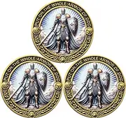 Strugglejewelry Armor of God Christian Challenge Coin with Ephesians 6:11 Inscription and Protective Case - Ideal for Spiritual Strength and Motivation (Pack of 3)