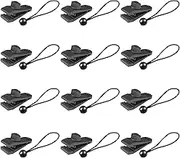 12 Pcs Tarp Clips and 12Pcs Ball Bungee Cords -Tarp Clamps Heavy Duty Lock Grip Tent Pool Awning Fasteners Clips with 6 Inch Bungee Ball Cords for Outdoor Camping Canopies Tarps Cargo Tent etc.