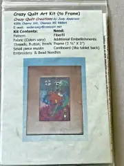 Crazy Quilt Art Kit Embroidery Needlework Scrap Embellishment Granny Beads