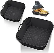 akulife Silicone Air Fryer Liners for Ninja Crispi Portable Glass Airfryer, 2PCS Airfryer Liners for 4 QT & 6 Cup Glass Containers, Ninja Crispy Air Fryer Cooking System Accessories