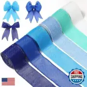 Yuefunny 6 Rolls Easter Spring Wired Ribbon Rustic Burlap Colorful Wired Ribb