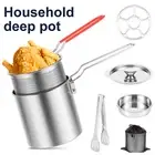 Deep Fryer Pot with Strainer Basket Stainless Steel Deep Frying Pot Oil Esp