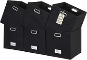 [DECOMOMO] Black Storage Bins, 11 inch Cube Storage Bin with Labels, Felt Baskets (Cube 11" / 6pcs, Black)