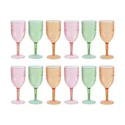 12PK Lemon & Lime Moroccan Deco Plastic Wine Goblet 400ml Assorted Colours