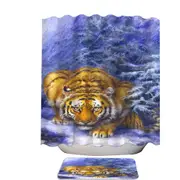 Winter Forest Cool Hunting Pose Tiger Shower Curtain