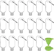Abodhu 30Pcs Empty Hand Sanitizer Travel Bottles with Keychain 2.03oz/60ml Portable Clear Leakproof Portable Refillable Plastic Squeeze Containers for Hand Sanitizer