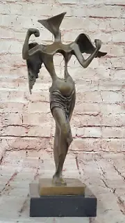 Handcrafted Statue Salvator Dali Surrealistic Angel Abstract Mod Bronze Statue