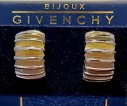 BIJOUX GIVENCHY Vintage Earrings, Silver Toned Huggie with Semi-hoop Fan Design