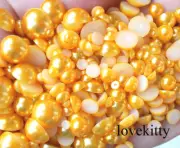800 Pcs Gold Flatback Half Faux Pearls Beads DIY Crafts Nail Art