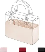 DGAZ Silk Purse Organizer Insert For Lady-Dior Micro/Mini/S/M/L bags，Silky Smooth Bag Organizer，Luxury Handbag & Tote Shaper(Craie, S)