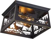 Farmhouse Lighting Flush Mount Ceiling Light Fixture,12.6Inch 2-Light Rustic Dee
