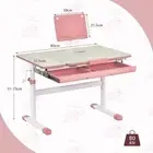 Height-Adjustable Kids Desk with Tilted Desktop and Book Stand - Pink