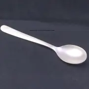 Solid S999 Fine Silver Healthy Tableware Lucky Matte Handle Soup Spoon 5.4inch L