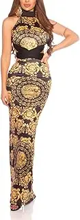 [Koucla] Animal Printed Turtle Neck Maxi Dress Backless with Cutouts