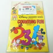 Vintage Walt Disney's Read-Along Book & Cassette Counting Fun NEW 1985
