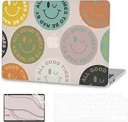 G JGOO Compatible with MacBook Air 13 inch Case 2025 2024 2023 2022 M4 A3240 M3 A3113 M2 A2681, Plastic Hard Shell for MacBook Air 13.6 inch Case + Keyboard Cover + Screen Protector, Colorful Face