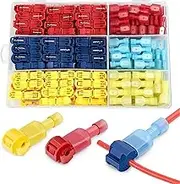 180PCS T Tap Wire Connectors Male Spade Terminals,90Pairs Auto Quick Splice Electrical Wire Insulated Quick Disconnect Assortment Kit, AWG 22-18, AWG 18-14,AWG 12-10
