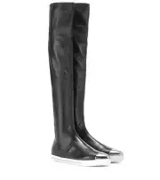 MIU MIU STRETCH OTK TALL FLAT METAL TOE LOGO BOOTS SNEAKERS EU 38 7 LOVE SHOES