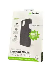 Evutec Military Grade AER Series Karbon Black iPhone 5.4 12 Mini Case +Car Mount