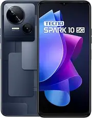 [Tecno] Mobile Spark 10 5G Smartphone (Android, Dual SIM, 1612 x 720 HD+ Display, 4GB RAM, 64GB Memory, Octa-Core, 50MP Dual Camera) Meta Black