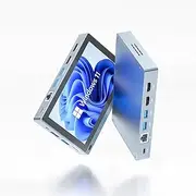 OuuOee Mini pc with Screen, Mini Desktop Computer with Celeron J4125 8GB DDR4 128GB eMMC, 5.5-inch IPS Touchscreen Support 4K HDMI Double Display, WiFi 5.0, BT5.2, Gigabit Ethernet