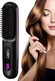 Bella Brush Pro, Bella Pro Hair Dryer Brush, Cordless Bella Brush Pro Ionic Brush, Bella Beauty Curling Wand, Portable Hair Straightener Brush, Hair Straightener Brush for Thick Hair (black)