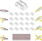 Clearhill 8mm 2Pin 20Pcs 8-in-1 Press-in Assembly COB LED Strip Connectors,Gapless Solderless Connection,Ultra Slim,Strip to Strip to Wire Connectors,for 5V 12V 24V LED Strip.