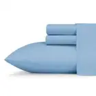 Jersey Knit 3-Piece Blue Solid Cotton Blend Twin Sheet Set