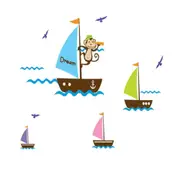 Boats & Monkey Wall Stickers - AW7043