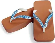 Hajime(一歩) [One Step] [Hajime] Geta Geta Clogs, Soft and Water Resistant, Made of Sponge 11.2 inches (28.5 cm), BR/Rose x Blue, Rose x Blue (Rose x Blue/28.5), Rose × Blue, 28.5 cm