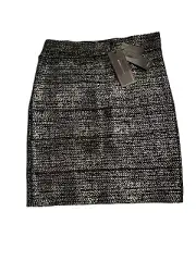 NWT BCBGMaxazria Josie Bodycon Mini Skirt Black Gun Metal Size XS