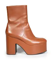 Brown Leather Platform Boots