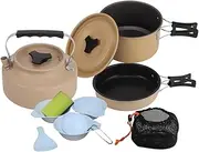 Abbraccia Camping Cookware Set Kettle Cooking Equipment Utensils Camping Pot Frying Pan for Picnic Home Hiking Fishing Backpacking