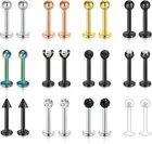 16G 24Pcs Stainless Steel Labret Studs Lip Rings Retainer Cartilage Tragus Helix