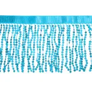 5 Yard 6 Inch Sequins Fringe Trim, Sequins Sparkling Fringe Trim (Lake Blue)