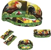 FJWSLCH Beautiful Rooster Hen Headbands for Women Men Non Slip Workout Sweatbands Adjustable Sports Hair Bands Elastic Head Bands Moisture Wicking Hairband for Running, Cycling, Yoga, Spa