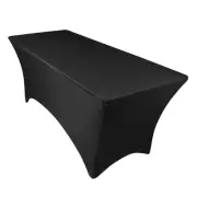 10 pc 8 ft Rectangular Fitted Spandex Cloth Fabric Linen Tablecloth - Black qg